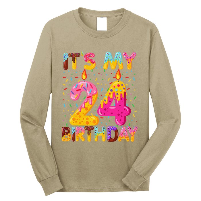 It's My 24th Birthday Sweet Donut 24 Years Old Funny Gift Long Sleeve Shirt