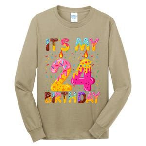 It's My 24th Birthday Sweet Donut 24 Years Old Funny Gift Tall Long Sleeve T-Shirt