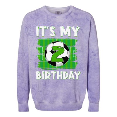 ItS My 2 Years Old Birthday Boy Soccer 2nd Birthday Colorblast Crewneck Sweatshirt