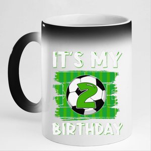 ItS My 2 Years Old Birthday Boy Soccer 2nd Birthday 11oz Black Color Changing Mug