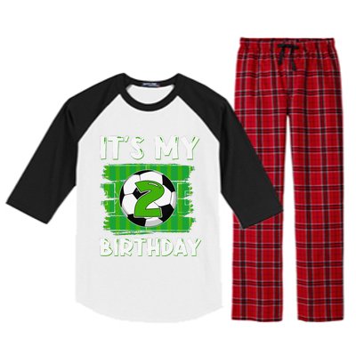 ItS My 2 Years Old Birthday Boy Soccer 2nd Birthday Raglan Sleeve Pajama Set