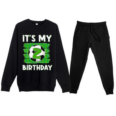 ItS My 2 Years Old Birthday Boy Soccer 2nd Birthday Premium Crewneck Sweatsuit Set