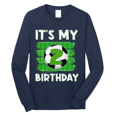 ItS My 2 Years Old Birthday Boy Soccer 2nd Birthday Long Sleeve Shirt