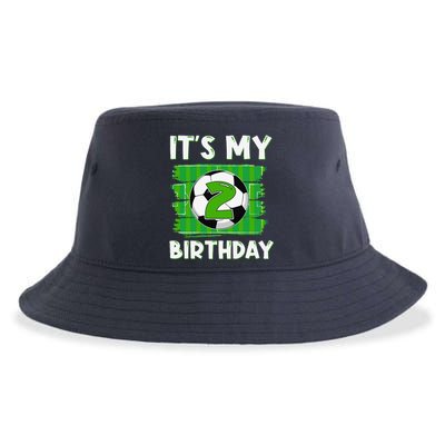 ItS My 2 Years Old Birthday Boy Soccer 2nd Birthday Sustainable Bucket Hat