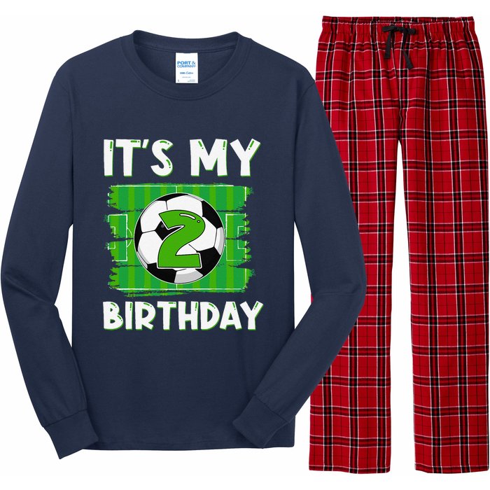 ItS My 2 Years Old Birthday Boy Soccer 2nd Birthday Long Sleeve Pajama Set