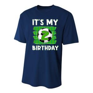 ItS My 2 Years Old Birthday Boy Soccer 2nd Birthday Youth Performance Sprint T-Shirt