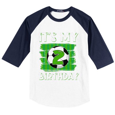 ItS My 2 Years Old Birthday Boy Soccer 2nd Birthday Baseball Sleeve Shirt