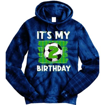 ItS My 2 Years Old Birthday Boy Soccer 2nd Birthday Tie Dye Hoodie