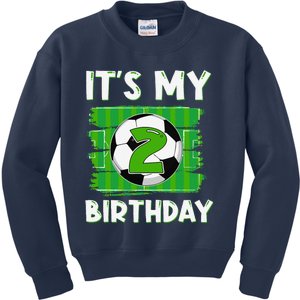 ItS My 2 Years Old Birthday Boy Soccer 2nd Birthday Kids Sweatshirt