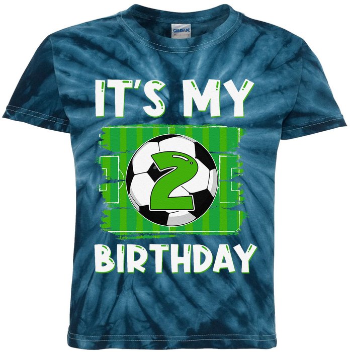 ItS My 2 Years Old Birthday Boy Soccer 2nd Birthday Kids Tie-Dye T-Shirt