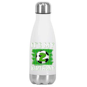 ItS My 2 Years Old Birthday Boy Soccer 2nd Birthday Stainless Steel Insulated Water Bottle