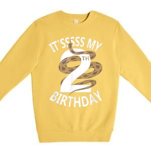 Its My 2nd Birthday 2 Years Old Snake Boy And Girl Party Premium Crewneck Sweatshirt