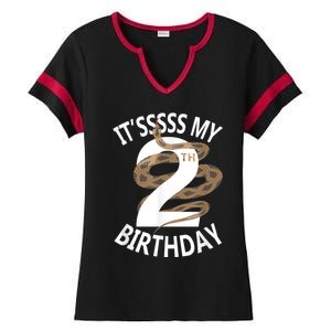 Its My 2nd Birthday 2 Years Old Snake Boy And Girl Party Ladies Halftime Notch Neck Tee