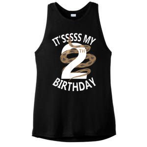 Its My 2nd Birthday 2 Years Old Snake Boy And Girl Party Ladies PosiCharge Tri-Blend Wicking Tank