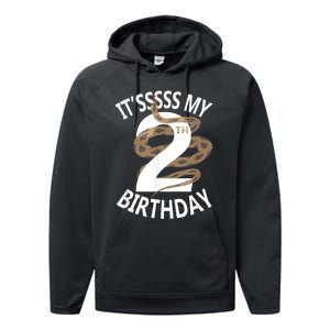 Its My 2nd Birthday 2 Years Old Snake Boy And Girl Party Performance Fleece Hoodie