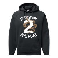 Its My 2nd Birthday 2 Years Old Snake Boy And Girl Party Performance Fleece Hoodie