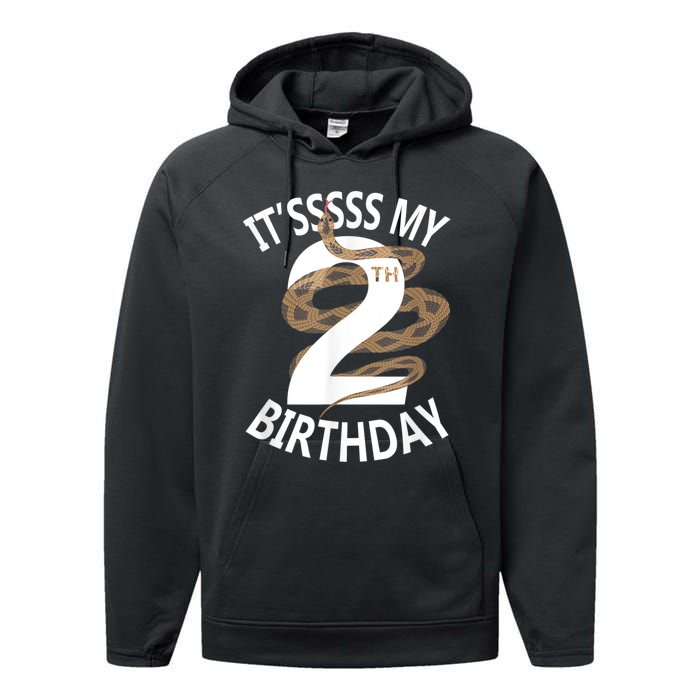 Its My 2nd Birthday 2 Years Old Snake Boy And Girl Party Performance Fleece Hoodie