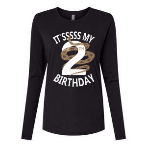 Its My 2nd Birthday 2 Years Old Snake Boy And Girl Party Womens Cotton Relaxed Long Sleeve T-Shirt