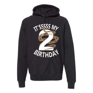 Its My 2nd Birthday 2 Years Old Snake Boy And Girl Party Premium Hoodie