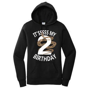 Its My 2nd Birthday 2 Years Old Snake Boy And Girl Party Women's Pullover Hoodie