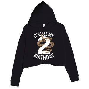 Its My 2nd Birthday 2 Years Old Snake Boy And Girl Party Crop Fleece Hoodie