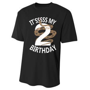 Its My 2nd Birthday 2 Years Old Snake Boy And Girl Party Performance Sprint T-Shirt