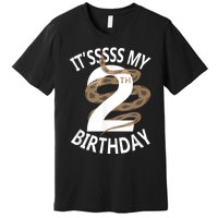 Its My 2nd Birthday 2 Years Old Snake Boy And Girl Party Premium T-Shirt