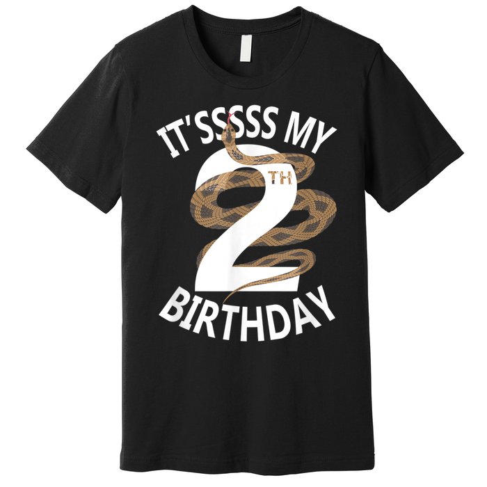 Its My 2nd Birthday 2 Years Old Snake Boy And Girl Party Premium T-Shirt