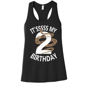 Its My 2nd Birthday 2 Years Old Snake Boy And Girl Party Women's Racerback Tank