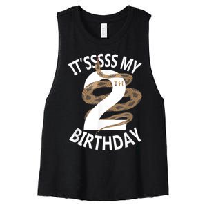 Its My 2nd Birthday 2 Years Old Snake Boy And Girl Party Women's Racerback Cropped Tank