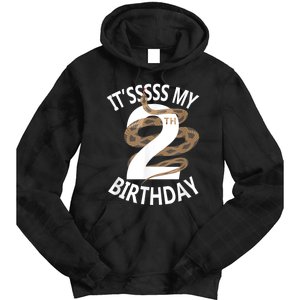 Its My 2nd Birthday 2 Years Old Snake Boy And Girl Party Tie Dye Hoodie