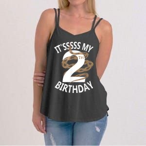 Its My 2nd Birthday 2 Years Old Snake Boy And Girl Party Women's Strappy Tank