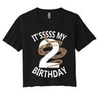 Its My 2nd Birthday 2 Years Old Snake Boy And Girl Party Women's Crop Top Tee