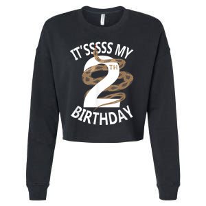 Its My 2nd Birthday 2 Years Old Snake Boy And Girl Party Cropped Pullover Crew