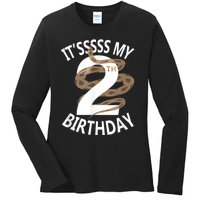 Its My 2nd Birthday 2 Years Old Snake Boy And Girl Party Ladies Long Sleeve Shirt