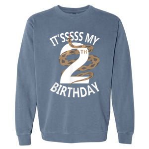 Its My 2nd Birthday 2 Years Old Snake Boy And Girl Party Garment-Dyed Sweatshirt