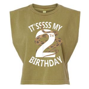 Its My 2nd Birthday 2 Years Old Snake Boy And Girl Party Garment-Dyed Women's Muscle Tee