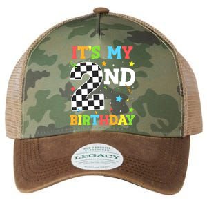 ItS My 2nd Birthday Boy 2 Two Racing Car Flag Race Car Legacy Tie Dye Trucker Hat