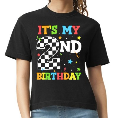 ItS My 2nd Birthday Boy 2 Two Racing Car Flag Race Car Comfort Colors Boxy T-Shirt