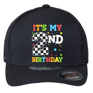 ItS My 2nd Birthday Boy 2 Two Racing Car Flag Race Car Flexfit Unipanel Trucker Cap