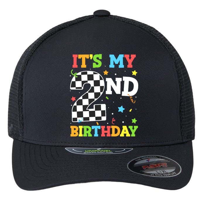 ItS My 2nd Birthday Boy 2 Two Racing Car Flag Race Car Flexfit Unipanel Trucker Cap