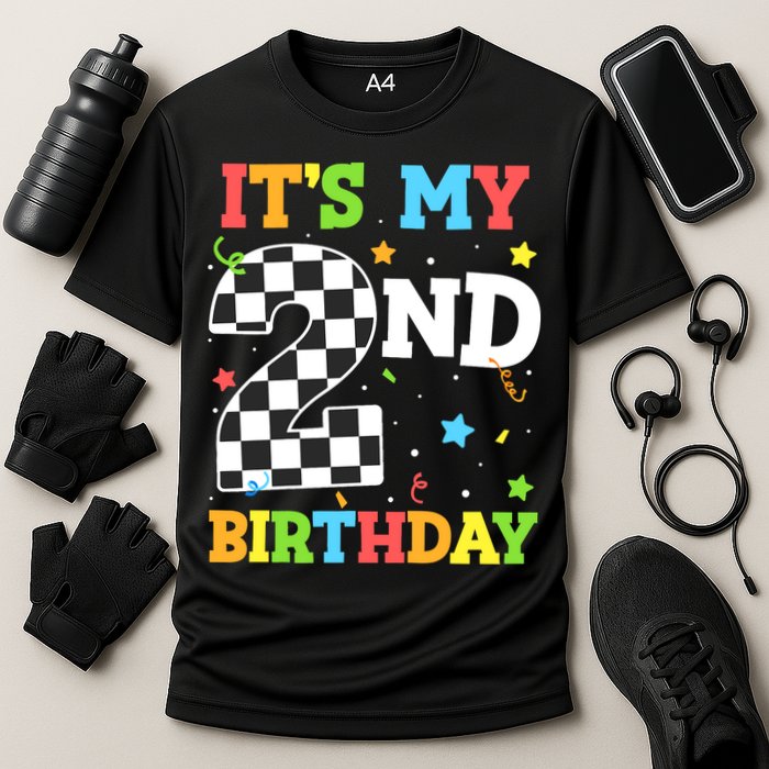 ItS My 2nd Birthday Boy 2 Two Racing Car Flag Race Car Cooling Performance Crew T-Shirt