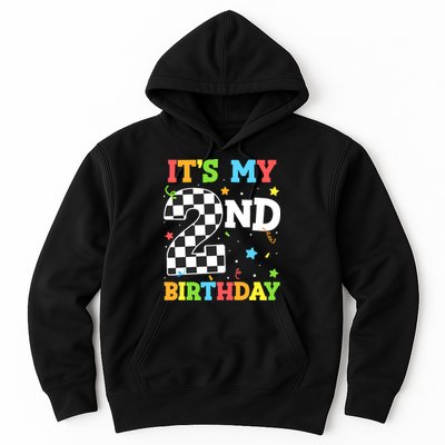 ItS My 2nd Birthday Boy 2 Two Racing Car Flag Race Car Hoodie