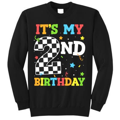 ItS My 2nd Birthday Boy 2 Two Racing Car Flag Race Car Sweatshirt