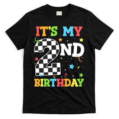ItS My 2nd Birthday Boy 2 Two Racing Car Flag Race Car T-Shirt