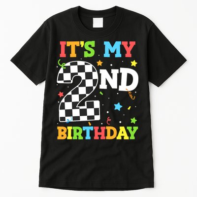 ItS My 2nd Birthday Boy 2 Two Racing Car Flag Race Car Tall T-Shirt