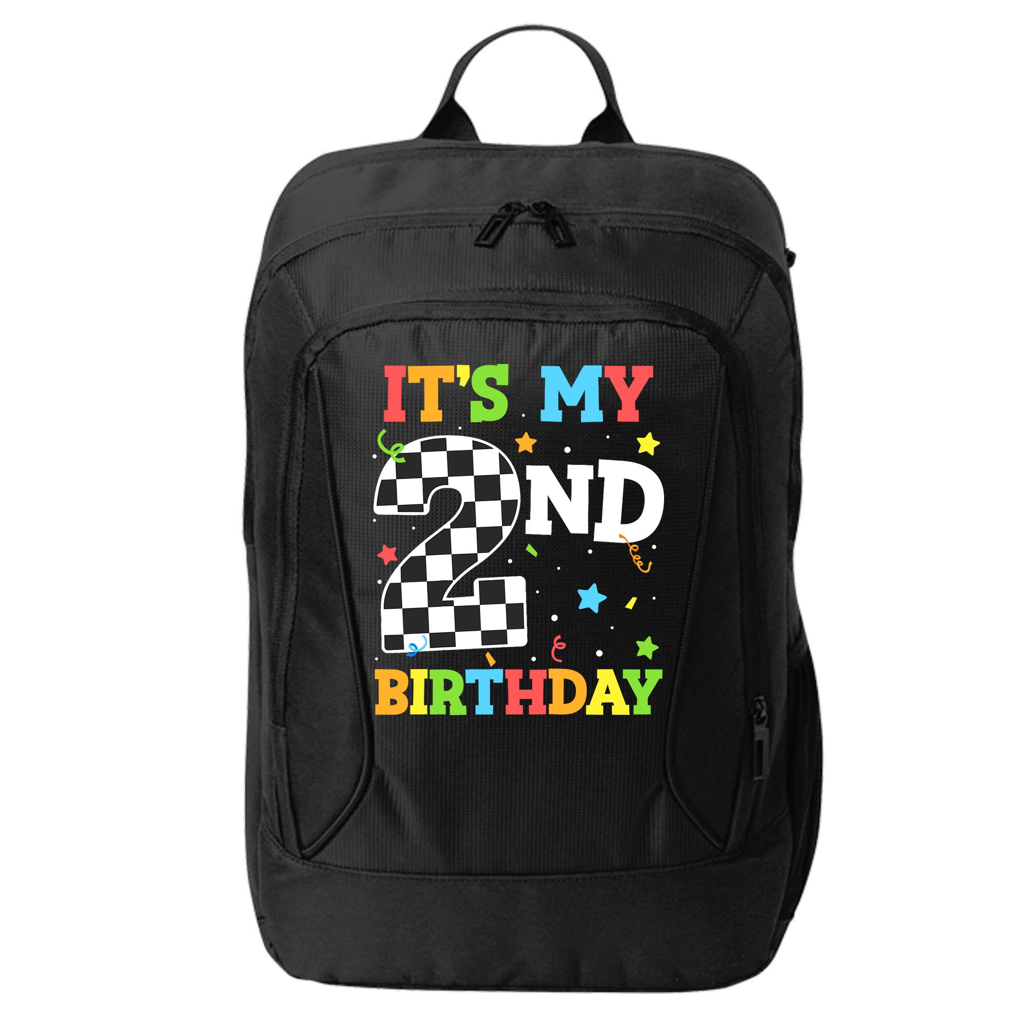 ItS My 2nd Birthday Boy 2 Two Racing Car Flag Race Car City Backpack