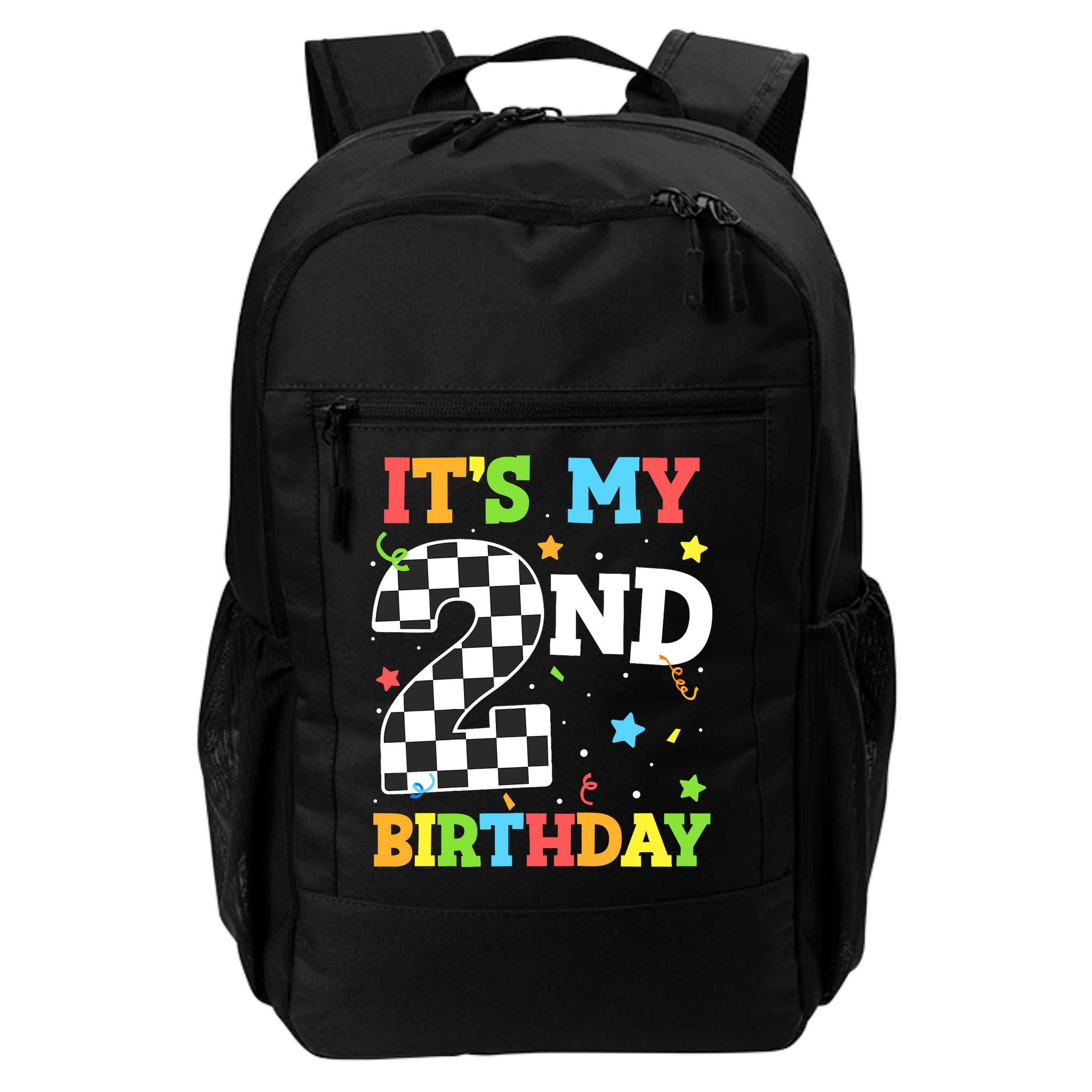 ItS My 2nd Birthday Boy 2 Two Racing Car Flag Race Car Backpack