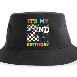 ItS My 2nd Birthday Boy 2 Two Racing Car Flag Race Car Sustainable Bucket Hat