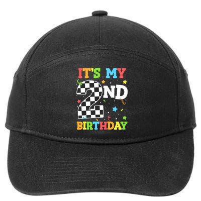 ItS My 2nd Birthday Boy 2 Two Racing Car Flag Race Car 7-Panel Snapback Hat